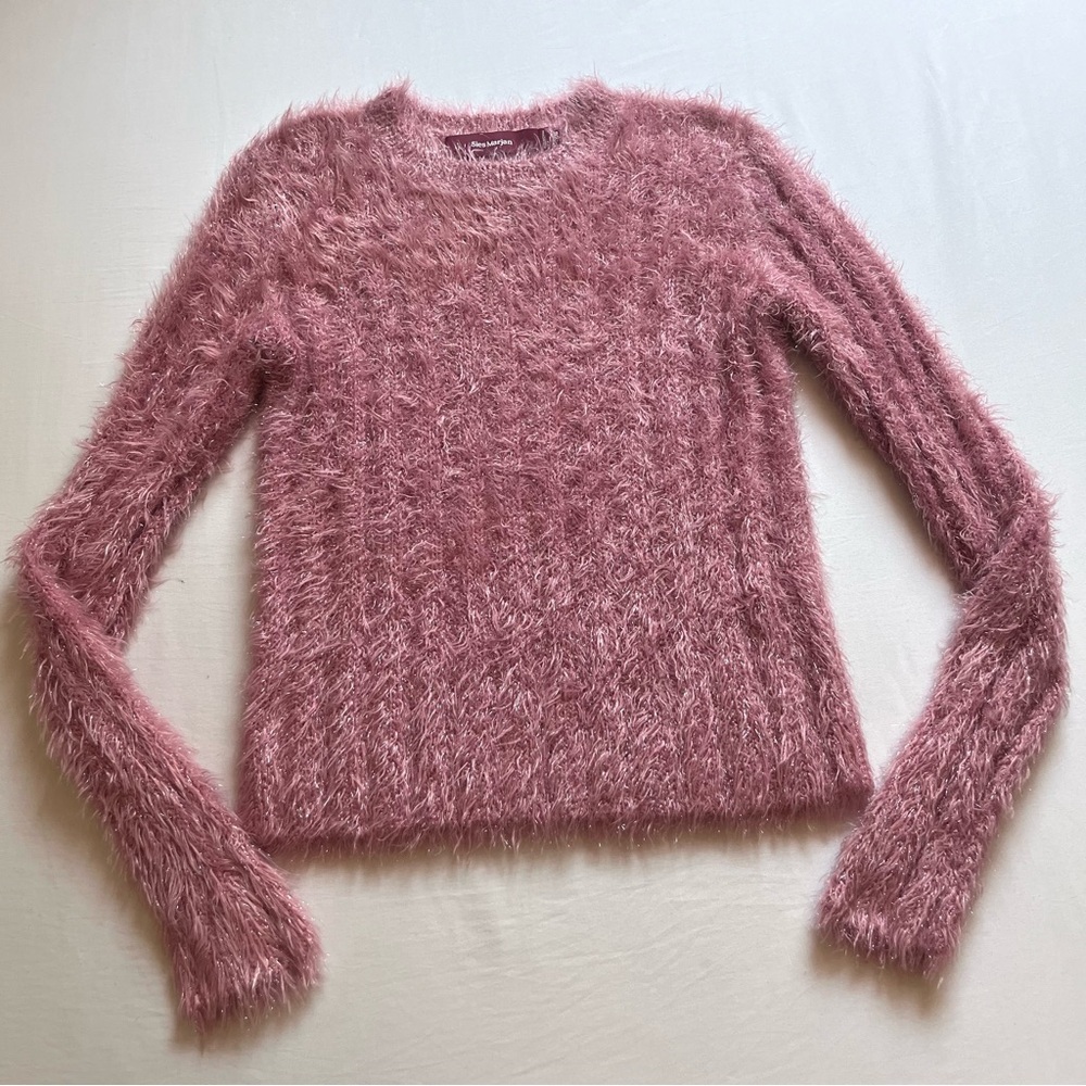 SIES MARJAN pink chunky rib knit eyelash long sleeve pullover sweater‎
